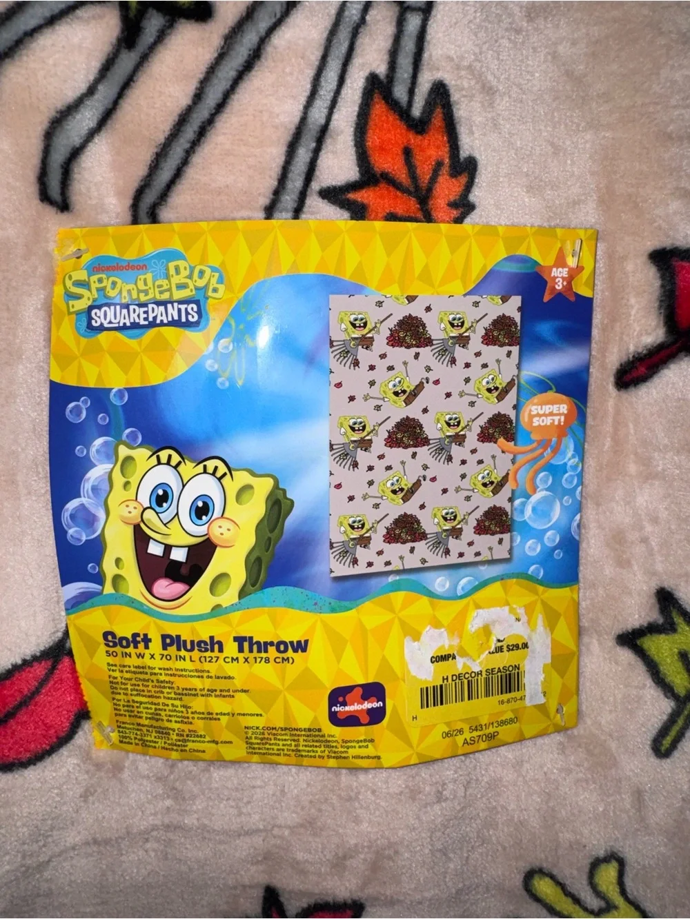 adidas Yellow SpongeBob Soft Plush Throw